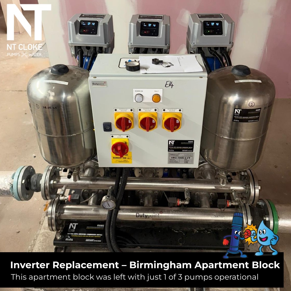 Inverter-Replacement-Birmingham-Apartment-Block NT Cloke Pumps and Water UK