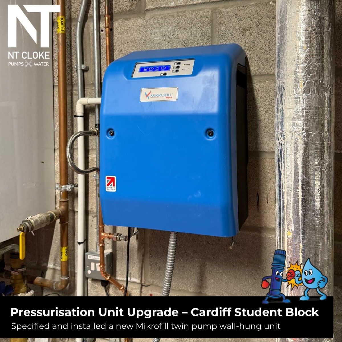 Pressurisation-Unit-Upgrade-Cardiff-Student-Block NT Cloke Pumps and Water UK