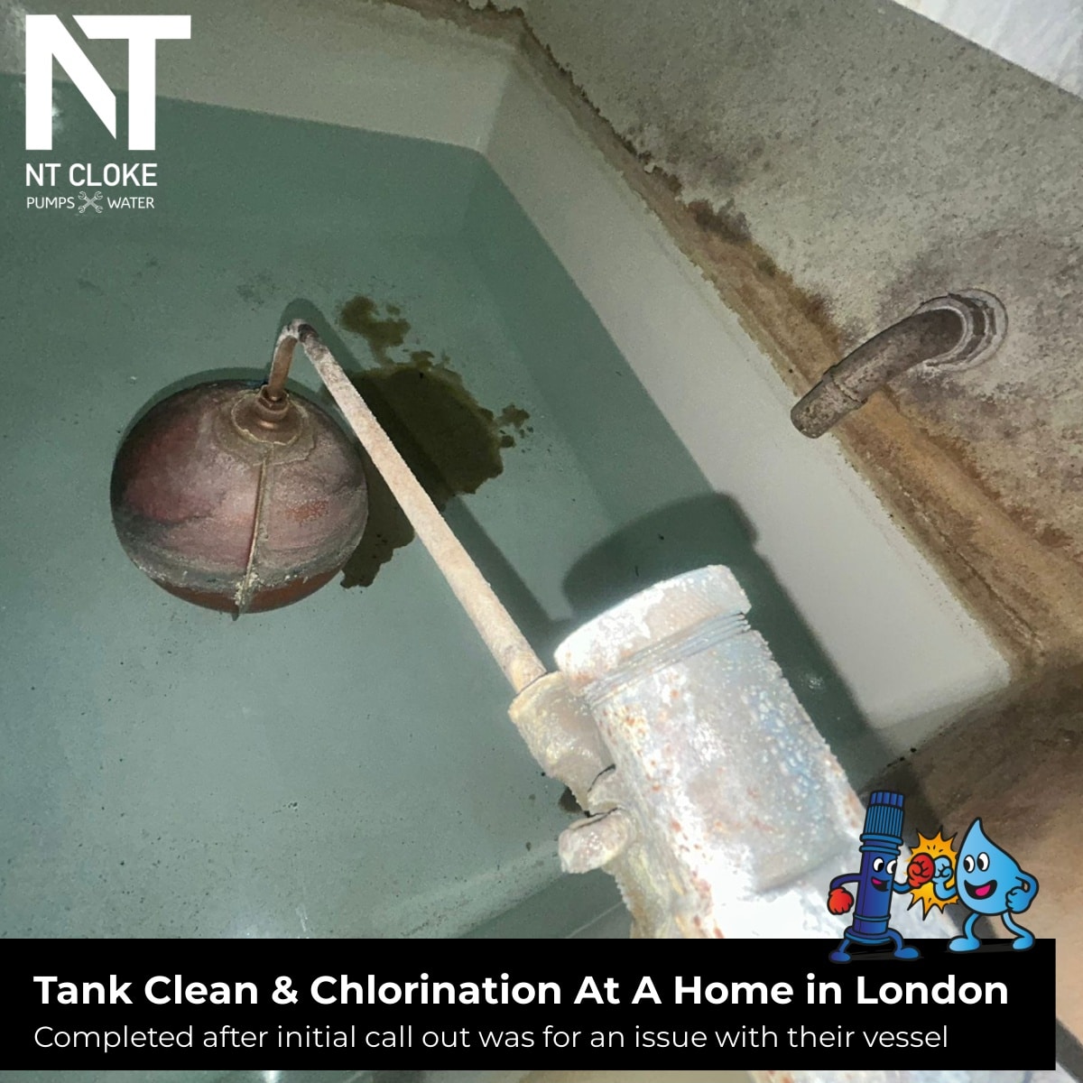 Tank-Clean-and-Chlorination-at-a-home-in-london NT Cloke Pumps and Water