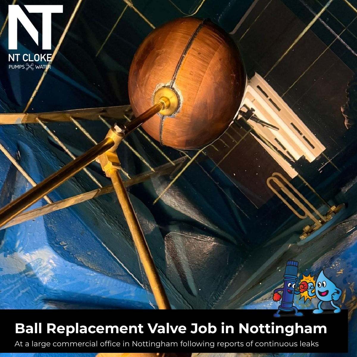 Ball Replacement Valve Job Nottingham Commercial Office NT Cloke Pumps & Water UK