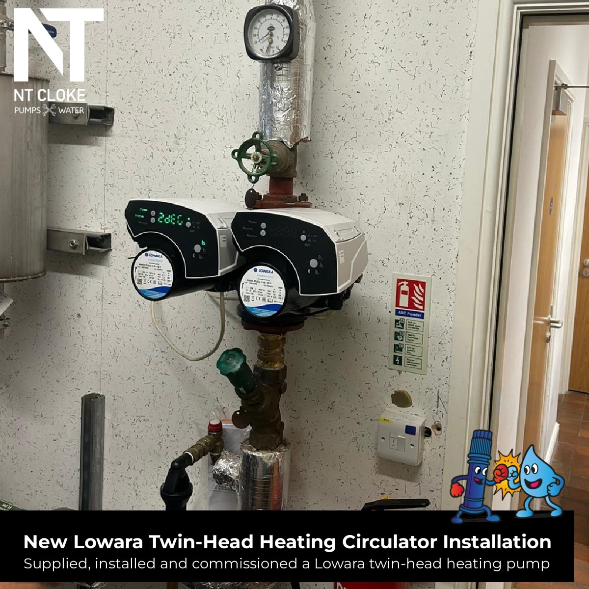 New Lowara Twin Head Heating Circular Installation NT Cloke Pumps & Water