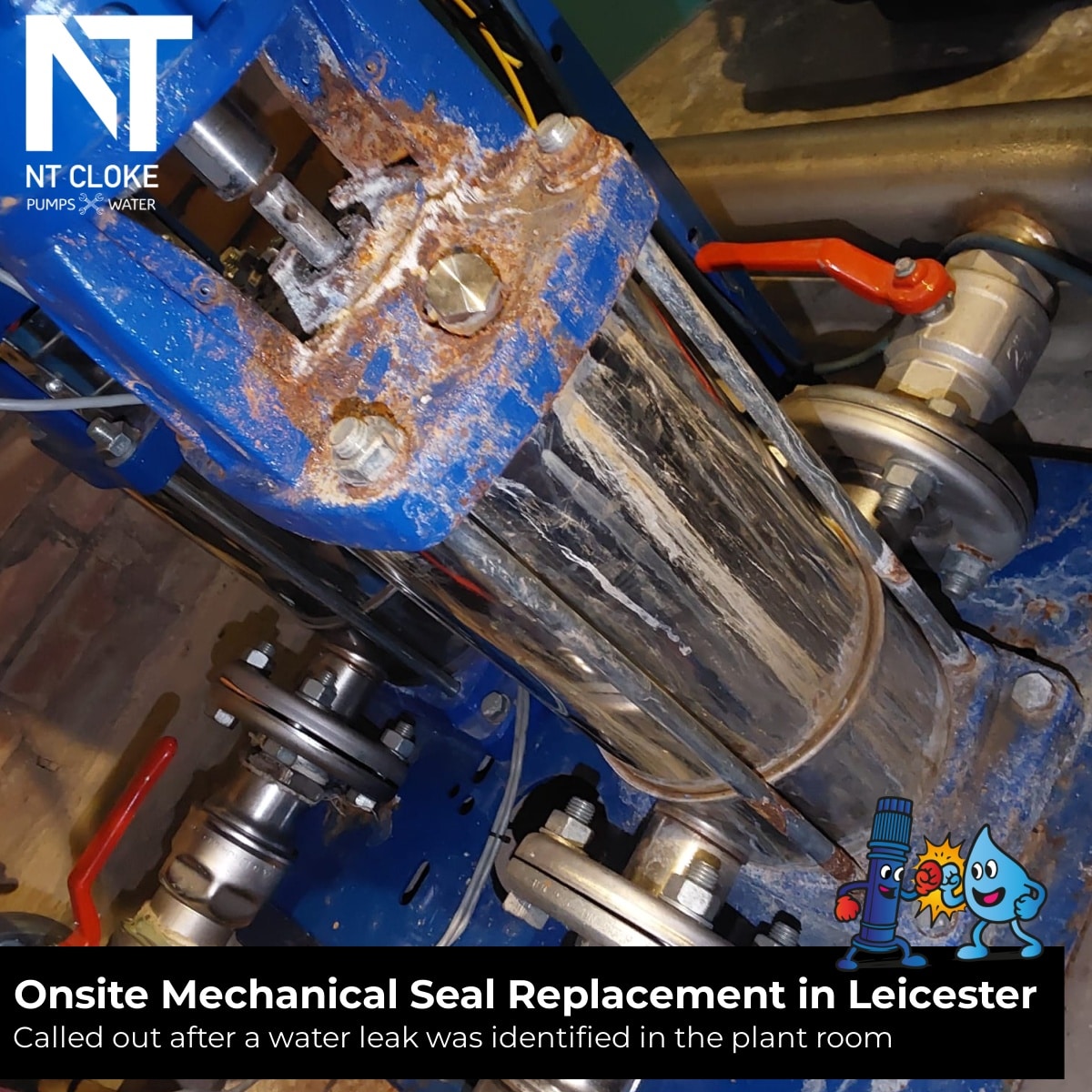 Onsite Mechanical Seal Replacement In Leicester NT Cloke Pumps & Water UK
