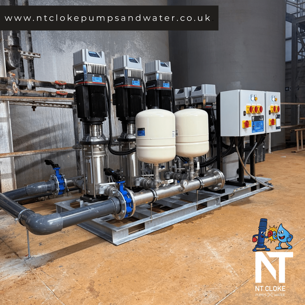 Booster Set Upgrade – Severn Trent Process System Protected NT Cloke Pumps and Water