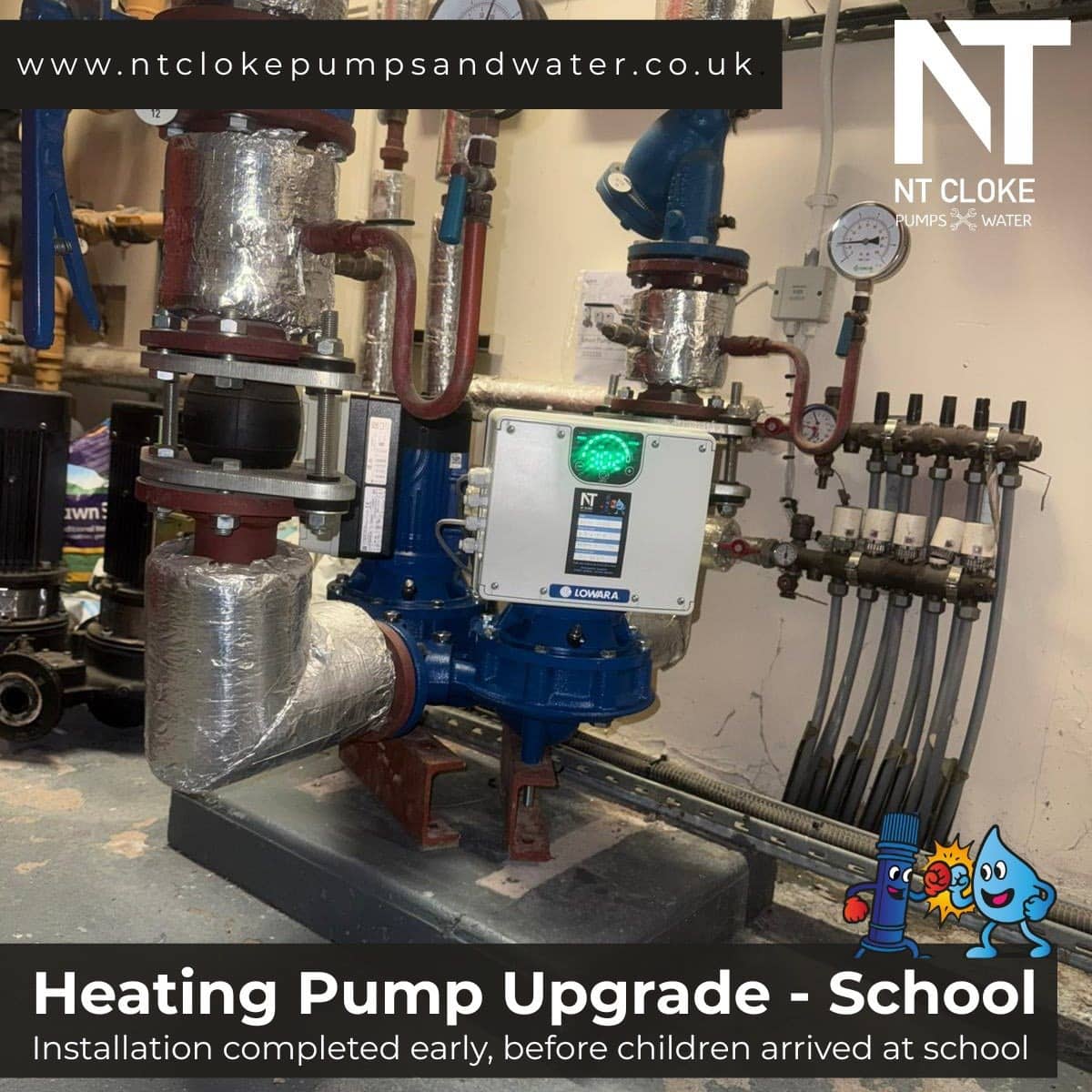 Heating Pump upgrade school NT Cloke Pumps and Water UK
