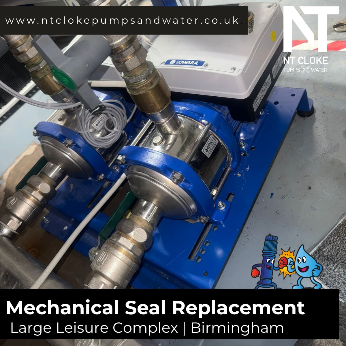 Mechanical Seal Replacement Large Leisure Comples Birmingham NT Cloke Pumps & Water