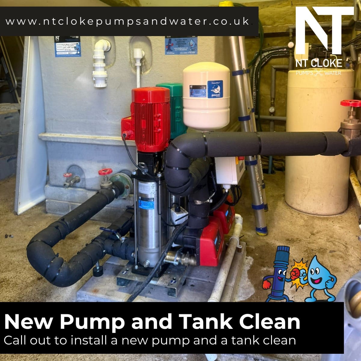 New Pump Installation And Tank Clean NT Cloke Pumps & Water UK