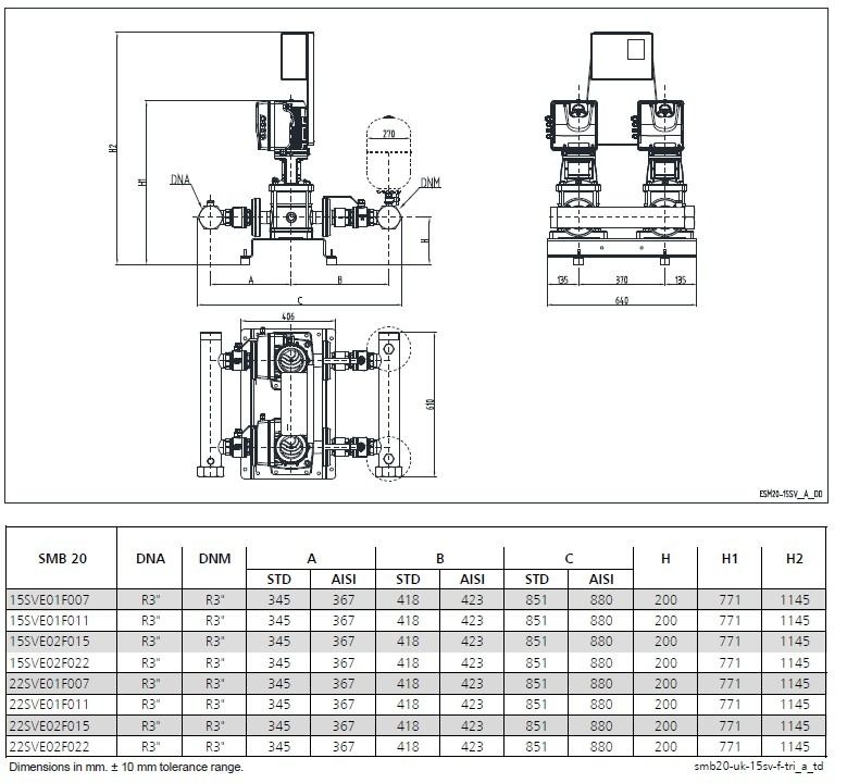 Lowara SMB20 15SVE01F011 Booster Set 415V