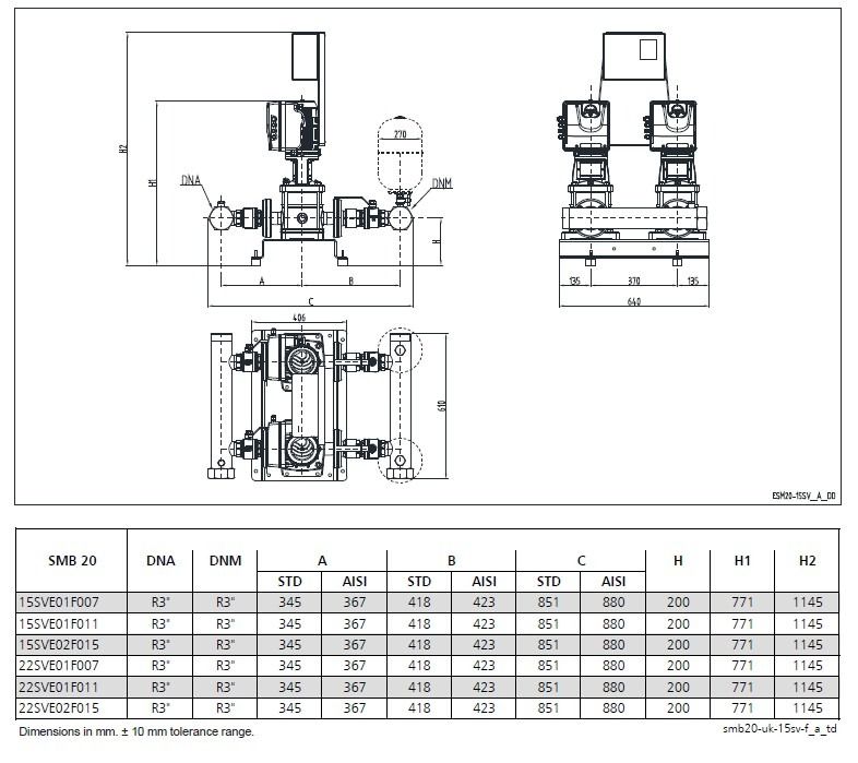 Lowara SMB20 15SVE02F015 Booster Set 240V