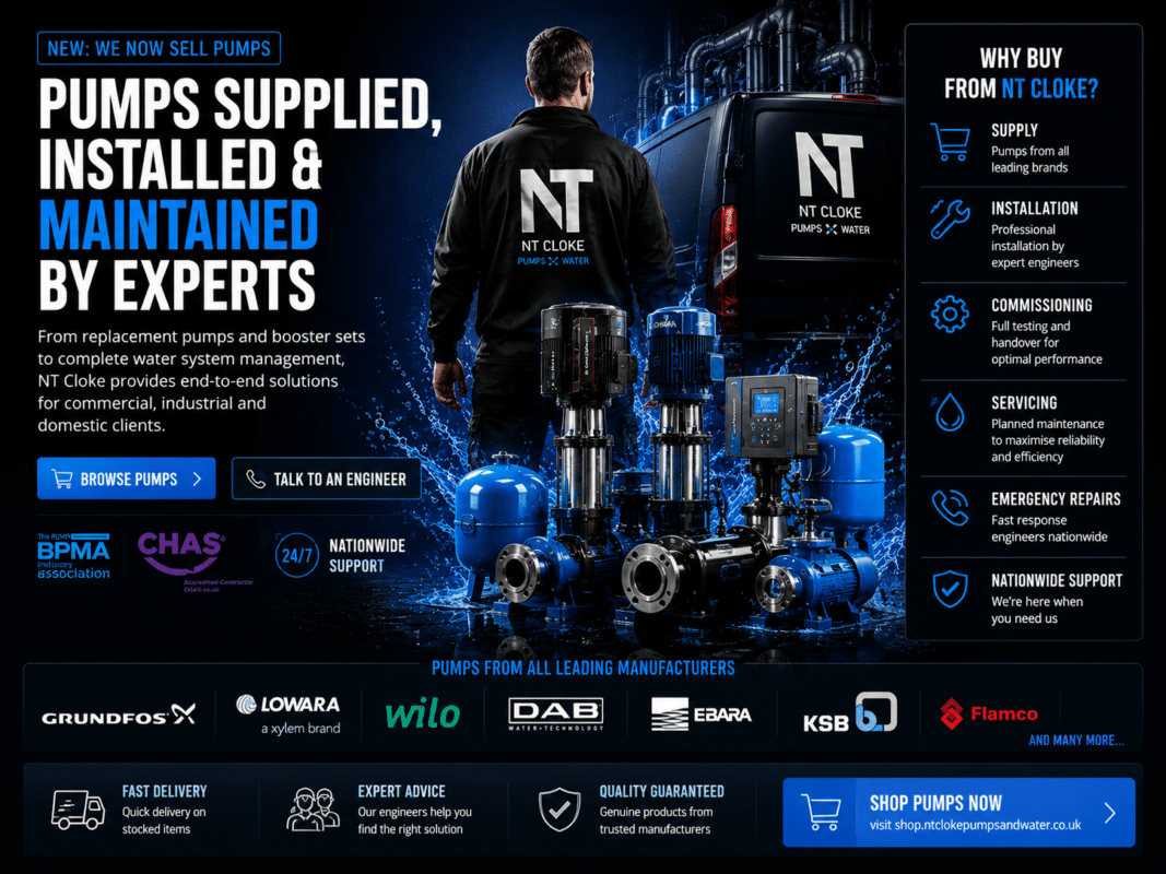 NT Cloke New Shop selling water pumps UK