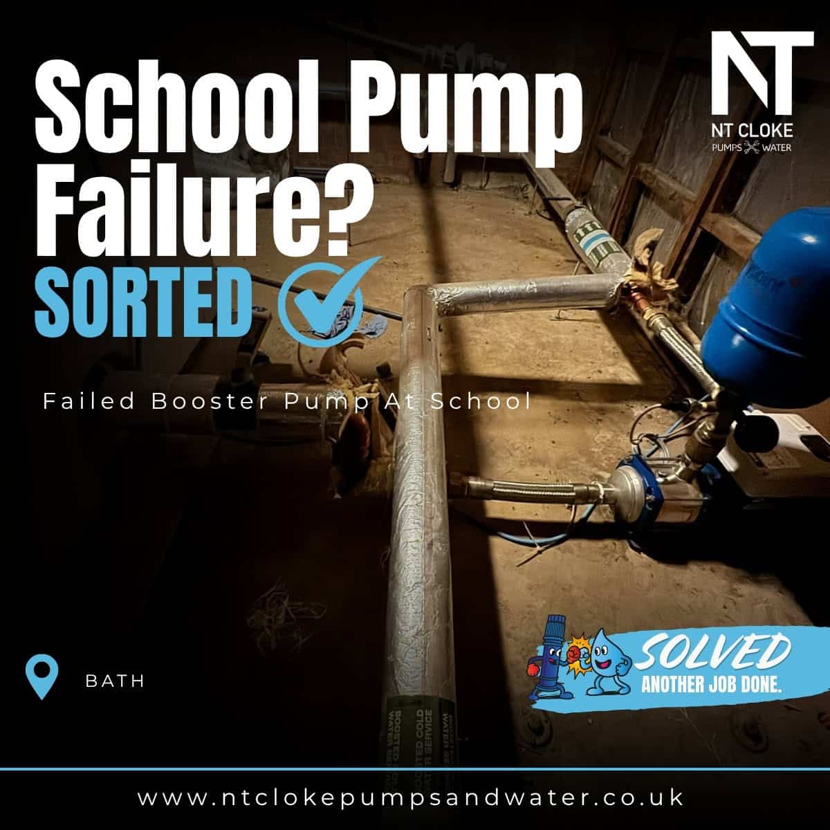 Lowara Booster Pump Replacement at School in Bath | NT Cloke Pumps & Water